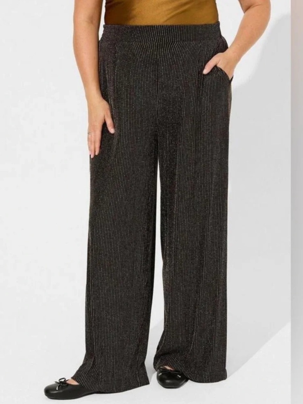NWT Torrid pull on wide leg stretch lurex high rise pant glitter stripe size 2X